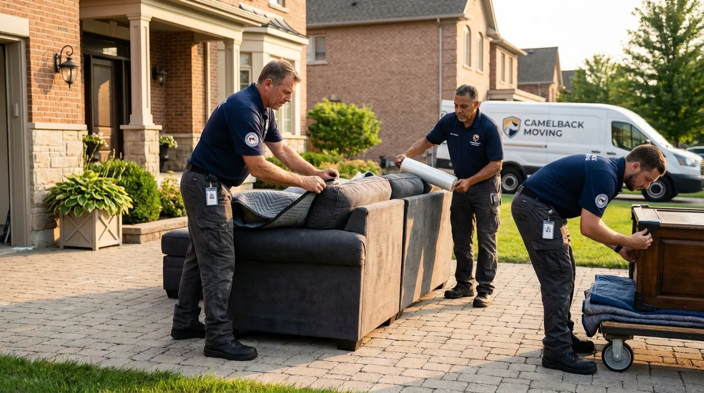 Large estate moving crew wrapping furniture in Belmont, MS