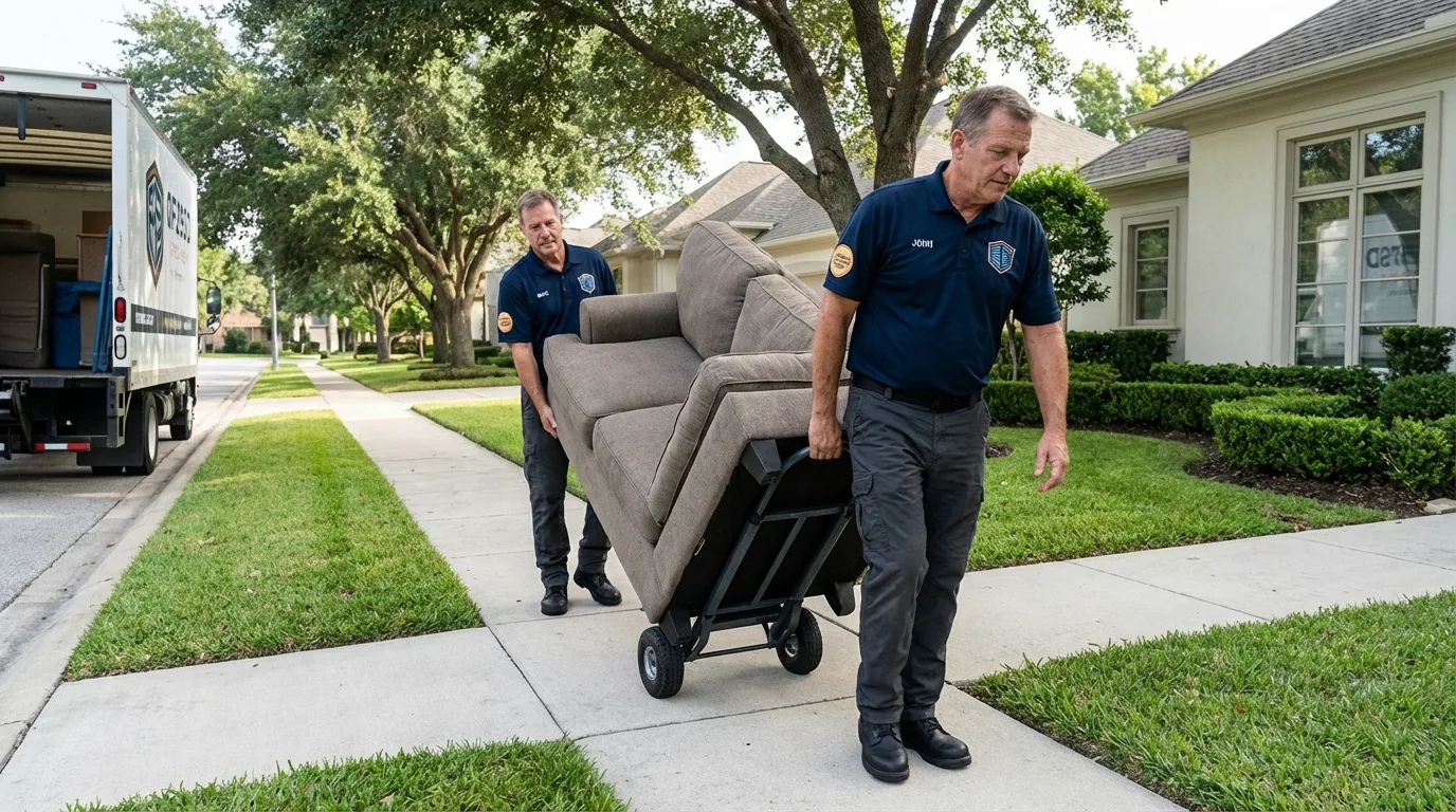 Local residential moving crew loading furniture in Belmont, MS